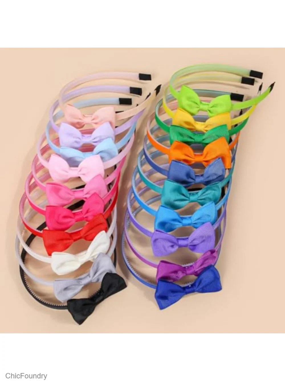 20 Pcs Girls Bow Headbands Grosgrain Ribbon Hairbands Non-Slip